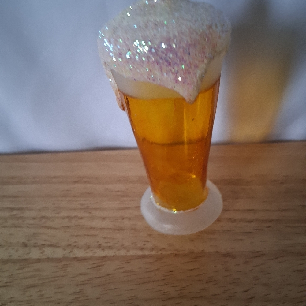 Glittery Gold Beer Glass Ornament